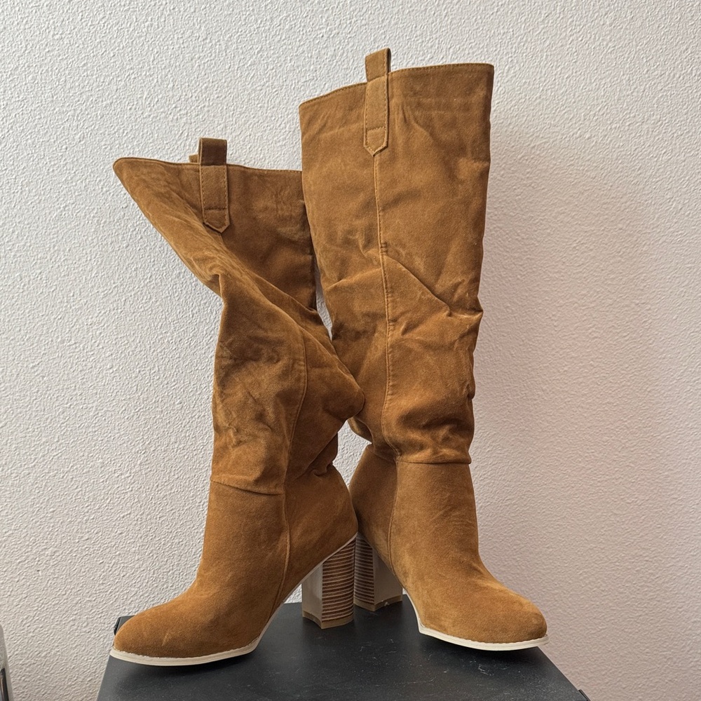 Brown Faux Suede Boots Sz 7